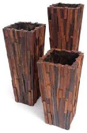 wooden flower pots