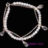 Faceted Crystal Stone Silver Bracelet