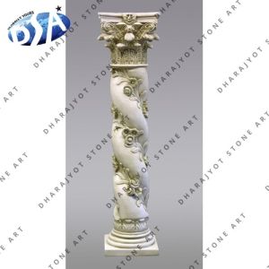 WHITE SANDSTONE ANTIQUE PILLAR