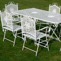 White Wrought Iron Dinning Table