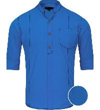 Saddle Stitching Royal Blue Casual Regular Fit Shirt