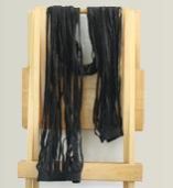 Black Embroidered Scarf with Fringes