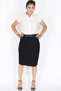 Black Tucked Pencil Skirt