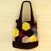 Multicolored Hexagonal Patch Woolen Handbag