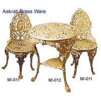 Brass Coffee Table and Chair Set