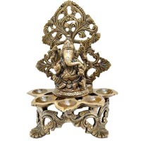 Bronze Designer Lamp With Lord Ganesha