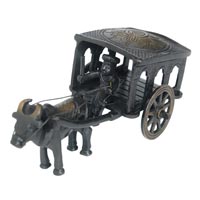 Bronze  Finish Sculpture of Brass Bullock Cart for Home