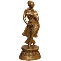 Dancing Brass Lady with animal made in metal brass