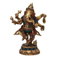 Beautiful Dancing Lord Ganesha statue in Turquoise coral work