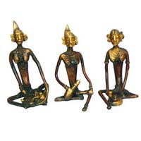 Brass Decorative statue Metal Tribal Musician Set of 7