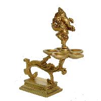 Lord Ganesha Oil Lamp made of Brass Stand For worship