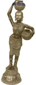 Lady with two pot in hand - a handmade metal handicrafts Statue