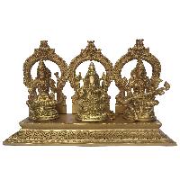 Laxmi Ganesha Saraswati Religious Brass Statue