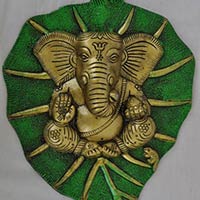 Lord Ganesha Leaf Metal Wall Decor