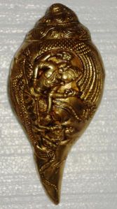 Lord Vishnu Conch Shankh Brass Made Religious Sculpture Statue Temple Worship