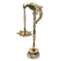 Metal Parrot Table Lamp with hanging Diya