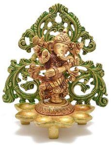 Religious figure of Ganesha Decorative Brass Statue with Farme