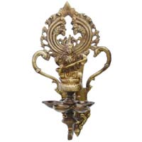 Sculpture of Metal Goddess Lakshmi Wall Deepak For Decor