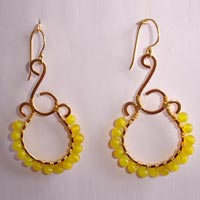 Wire Wrap glass bead earrings