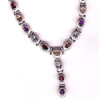 Silver Faceted Necklace- N-22