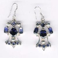 Silver Faceted Stone Earrings E-611