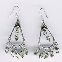 Silver Faceted Stone Earrings- E- 618