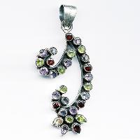 Silver Faceted Stone Pendant- P-1046