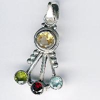 Silver Faceted Stone Pendant- P-323