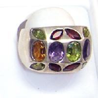 Silver Faceted Stone Rings- R-207