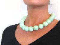 Unparalleled, very large green moonstone necklace