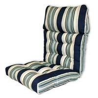 Bold Blue Striped Tufted Chair Cushion