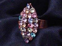 Gold Plated Multicoloured Stones Studded Ring CR - 117A