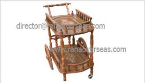 Wooden Carved Serving Trolley