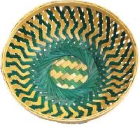 Round Bamboo Green Basket