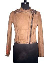 Ladies Chinese Collar Biker Leather Jacket