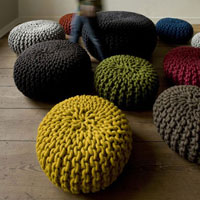 Hand Knitted Wool Pouf