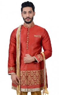 Rk1147-Mn Sudarshan New Designer Indo Western Red Art Silk
