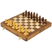 Sheesham Folding Magnetic Travel Chess Set - (10 Inch)