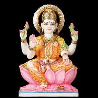 Lakshmi Statue Seated on Lotus Flower