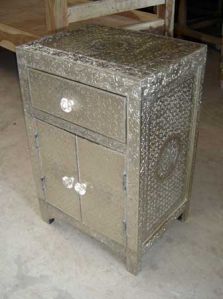 White Metal Bedside Cabinet