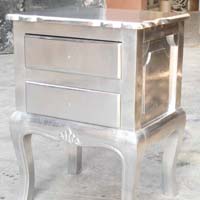 White Metal Embossed Bedside Cabinet (NB-WMBI4)