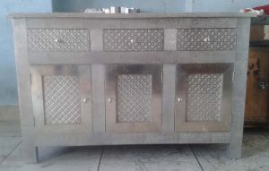 White Metal Embossed Chest Drawer