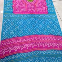 Gaji Bandhani Sarees Fancy Blue N Pink