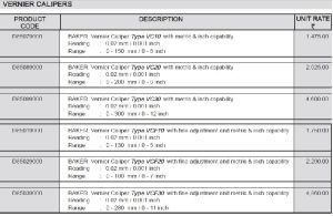 Baker Vernier Calipers