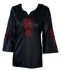 Black Front Embroidered Top