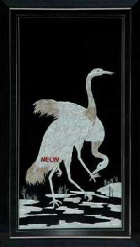 Mother of Pearl cranes wallpainting