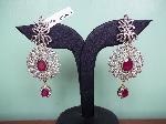 Ad-cz Fashion Designer Earring with Ruby Colour Stone