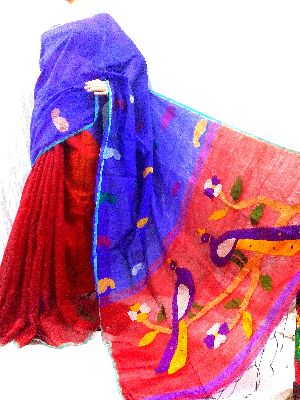Handloom Silk Cotton Jamdani Saree