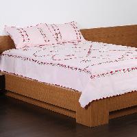 Hand embroidery bed cover with matching pillow cover