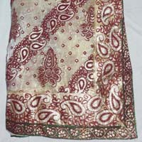 Designer Banarsi Printed Tissue Party Wear Saree  Cream Colour